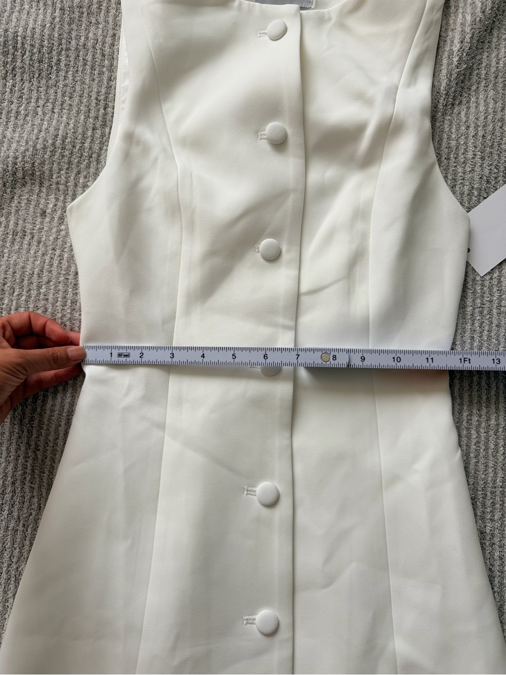 Sasha Therese Melody Sleeveless White Button-Front Mini Dress - Picture 10 of 12